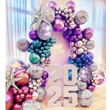 disko parti Balon çelenk kemer kiti 120 Adet mavi kırmızı mor Gümüş Disko balonlar 80'ler 90'lar Temalı Doğum Günü mezuniyet Parti Dekorasyonları