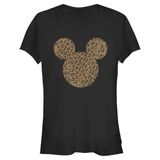Disney Classic Çita Desenli Mickey Silüeti Kadın Bisiklet Yaka T-Shirt Siyah S