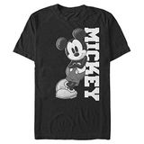 Disney Classic Mickey Siyah Beyaz Erkek Bisiklet Yaka T-Shirt Siyah M