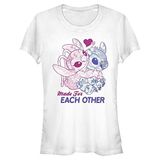 Disney Classics Lilo & Stitch Stitch Sevgi Kadın Bisiklet Yaka T-Shirt Beyaz M