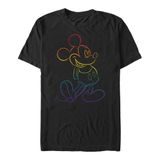 Disney Classics Mickey Mouse Renkli Desenli Erkek Bisiklet Yaka T-Shirt Siyah M