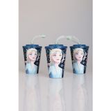 Disney "DEKOMUS CEP DEFTERİ HEDİYELİ" LİSANSLI ELSA FROZEN PİPETLİ BARDAK