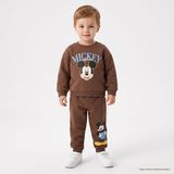 Disney Erkek Bebek Lisans Eşofman Takımı Baskılı Bisiklet Yaka Long Sleeve Lastikli - Kahverengi
