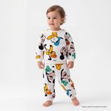 Disney Erkek Bebek Lisans Eşofman Takımı Baskılı Bisiklet Yaka Long Sleeve Ribanalı - Ekru