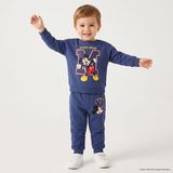 Disney Erkek Bebek Lisans Eşofman Takımı Baskılı Bisiklet Yaka Long Sleeve Ribanalı - İndigo