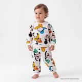 Disney Erkek Bebek Lisans Eşofman Takımı Lisans Baskılı Bisiklet Yaka Long Sleeve Ribanalı - Ekru Çicekli - 18 - 24 Ay