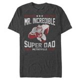 Disney Erkek Mr Incredible Baba Tişörtleri, Gri/Sportif Süper Baba, L