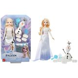 Disney filminden ilham alan Mattel Disney Karlar Ülkesi Elsa bebek ve kar görünümlü kum seti, Olaf figürü, şekillendirilebilir kar görünümlü kum ve 4 damga içeren Elsa ve Olaf'ın maceraları, HYH10