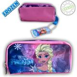 Disney Frozen Elsa Lisanslı Kalemlik - Çift Taraflı Fermuarlı Mor Pembe Kalem Çantası - 15x22x7 - Tek