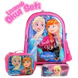 Disney Frozen Lisanslı Okul Seti 3'lü - Elsa ve Anna Sırt Çantası, Beslenme Çantası, Kalemlik - Kız Çocuk İçin
