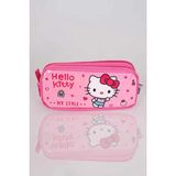Disney Hello Kitty Çift Bölmeli Gözlü Kalem Çantası Kalemlik - Pembe - kırmızı - 1 Adet