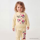 Disney Kız Bebek Lisans Eşofman Takımı Baskılı Bisiklet Yaka Long Sleeve Ribanalı - Sarı