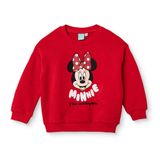Disney Kız Bebek Lisans Sweatshirt Baskılı Bisiklet Yaka Long Sleeve - Kırmızı