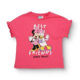 Disney Kız Bebek Lisans Tişört Baskılı Bisiklet Yaka Kısa Kol - Pembe