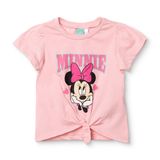 Disney Kız Bebek Lisans Tişört Baskılı Bisiklet Yaka Kısa Kol - Pembe