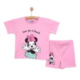 Disney Kız Bebek Lisans Tişört-Pantolon Bisiklet Yaka Short Sleeve Reçme - Açık Pembe