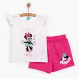 Disney Kız Bebek Lisans Tişört-Şort Bisiklet Yaka Sleeveless Reçme - Beyaz
