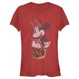 Disney Klasiks Mickey Mouse Klasik Vintage Minnie Kadın Bisiklet Yaka T-Shirt Kırmızı S