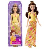 Disney Mattel Princess HLX31 Belle - Tipik kıyafetli, çıkarılabilir ayakkabı ve taçlı bebek, çiçek desenli çıkarılabilir etek, uzun saç şekillendirme