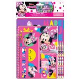 Disney Minnie Mouse Çocuk Okul Malzemeleri Seti Kalem Kutusu, Dizüstü Bilgisayar, Klasörler, Kalemler - 11 Adet Set