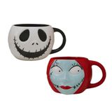 Disney Süsler Noel Öncesi Kabus Jack ve Sally Kupalar | Mutfak Aksesuarları | Erkekler ve Kadınlar ve Çocuklar İçin Sevimli Seramik Yeni Eve Taşınma Hediyeleri | Resmi Lisans Sahibi | 1 Takım