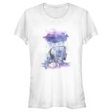 Disney Winnie the Pooh Suluboya Desenli EEYORE Kadın Bisiklet Yaka T-Shirt Beyaz S