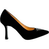 Disparita 26704 Hakiki Süet Stiletto Ince Topuk Kadın Ayakkabı - Siyah - Süet - 37