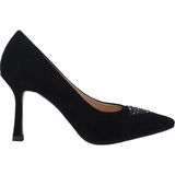 Disparita 26704 Hakiki Süet Stiletto Ince Topuk Kadın Ayakkabı - Siyah - Süet - 39