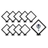 Display Tek 5,5 x 5,5 İnç Yüzer Vitrinler, 10 Çerçeve Vitrinler - Ayrı Satılan Standlar, 3D Yüzer Ekran, Siyah Plastik Kare Vitrin, Hatıraları Güvence Altına Almak İçin - Restaurantware
