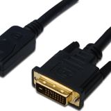 DisplayPort (DP) <-> DVI Kablosu, DP Erkek - DVI (24+1) Erkek, 2 metre, DP 1.1 uyumlu, AWG28,