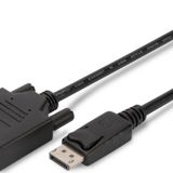 DisplayPort (DP) <-> DVI Kablosu, DP Erkek - DVI (24+1) Erkek, 2 metre, kilit mekanizmalı, A