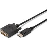 DisplayPort (DP) <-> DVI Kablosu, DP Erkek - DVI (24+1) Erkek, 5 metre, kilit mekanizmalı, A