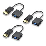 DisplayPort (DP) VGA Adaptörü, Topcloud DP - VGA Dönüştürücü Fişten Dişiye Altın Kaplama Kablo PC, Dizüstü Bilgisayarlar, Ekranlar, Monitörler, Projektörler ve Daha Fazlası için (3'lü Paket)