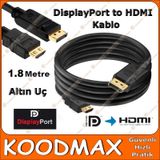 Displayport to Hdmi Kablo DP Dönüştürücü - 1.8m - Altın Uçlu
