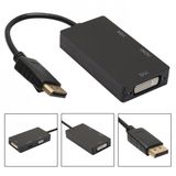 Displayport to Hdmi Vga Dvi Çevirici DP Dönüştürücü Siyah