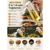 Ditmo Kitchen Ware Çift Fonksiyonlu 2'si 1 Arada Cam Yağdanlık / Püskürtmeli Yağ Spreyi ve Akıtmaz Döküm Uçlu Zeytinyağı Şişesi - Bej - 450 ml