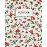 Ditsy Floral Notebook - Pretty Print design - Red Teal - Paperback notebook - A4 - Lined Ruled 8mm - 8.5 x 11 inches: Beautiful A4 Notebook with Lined ... Pages, Matt Finish with bright clear colors