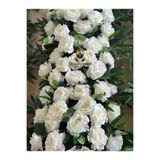 DİVA FLOWER EVENT 1 Metre Beyaz Gül Aranjman – Yoğun Yapay Çiçek Şerit - Arka Fon & Organizasyon Dekoru - TAG ÇİÇEĞİ