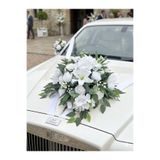 DİVA FLOWER EVENT Lüx Beyaz Lilyum & Gül Gelin Arabası Çiçeği – 50 cm Vantuzlu Tasarım - GELİN ARABA SÜSÜ