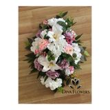 DİVA FLOWERS Oval Masa Üstü Yapay Çiçek Aranjmanı – ÇAP 50 cm - MASA ÇİÇEĞİ - LİLA - MOR - PEMBE