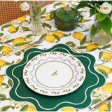 Diva Home Yeşil Deri Amerikan Servis 35 x 35 cm – Dalgalı Tasarım, Leke Tutmaz, Silinebilir, Sunum Altlığı