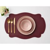 Diva Homelive 6 Kişilik Deri Nakışlı Amerikan Servis 33 x 45 cm & 6 Adet Bardak Altlığı Hediyeli - Bordo