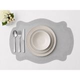 Diva Homelive 6 Kişilik Deri Nakışlı Amerikan Servis 33 x 45 cm & 6 Adet Bardak Altlığı Hediyeli - Gri