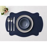 Diva Homelive 6 Kişilik Deri Nakışlı Amerikan Servis 33 x 45 cm & 6 Adet Bardak Altlığı Hediyeli - Lacivert