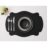 Diva Homelive 6 Kişilik Deri Nakışlı Amerikan Servis 33 x 45 cm & 6 Adet Bardak Altlığı Hediyeli - Siyah