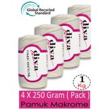 Diva İplik 1 Kg - 4 lü Paket - 3 mm - Koton Makrome Çanta İpliği 288 Ekru