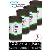 Diva İplik ( 4 x 250 Gr ) - 1 Kg - 2mm - Koton Makrome Çanta İpliği 169 Koyu Vizon