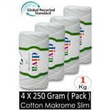 Diva İplik ( 4 x 250 Gr ) - 1 Kg - 2mm - Koton Makrome Çanta İpliği 2101 Beyaz