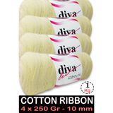 Diva İplik Cotton Ribbon - 1 Kg - 10 mm - 4 lü Paket - 1002