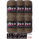 Diva İplik Diva Makrome İpi Kalın (No:4) 208 Kahve ( 6 lı Paket )